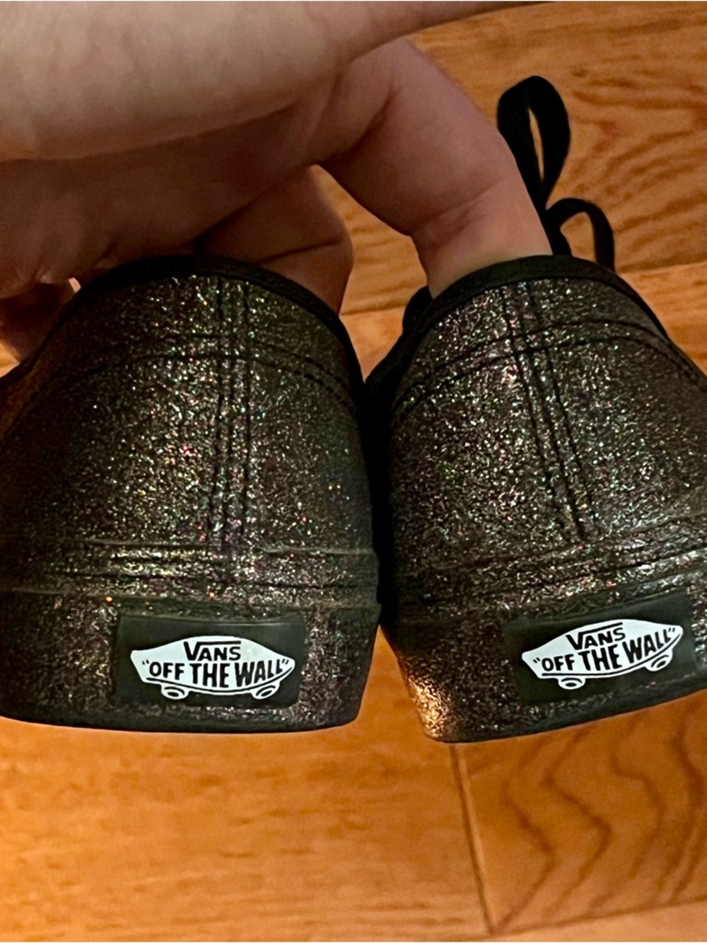 Women’s Vans Silver Glitter Lace-Up Sneakers with Black Accents - Picture 3 of 5